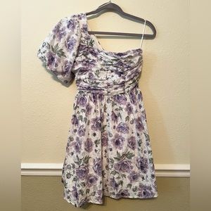 Altar’d State White One Shoulder Balloon Sleeve Floral Cottage Core Easter